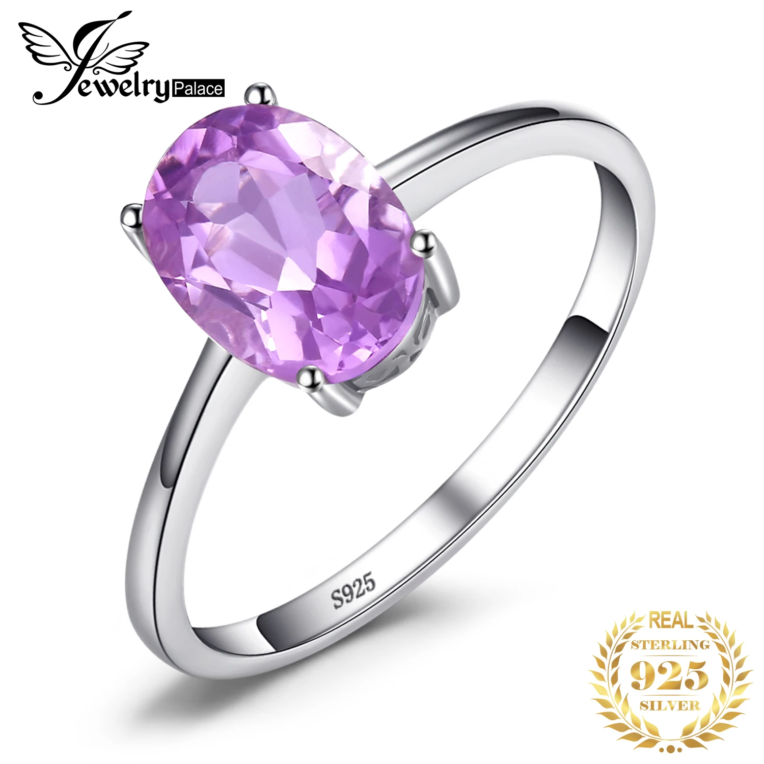 Solid 925 Sterling Silver Tarnish Free Ring With Moissanite and Amethyst Moissanite Women's Ring Anniversary Ring Amethyst Ring For Her