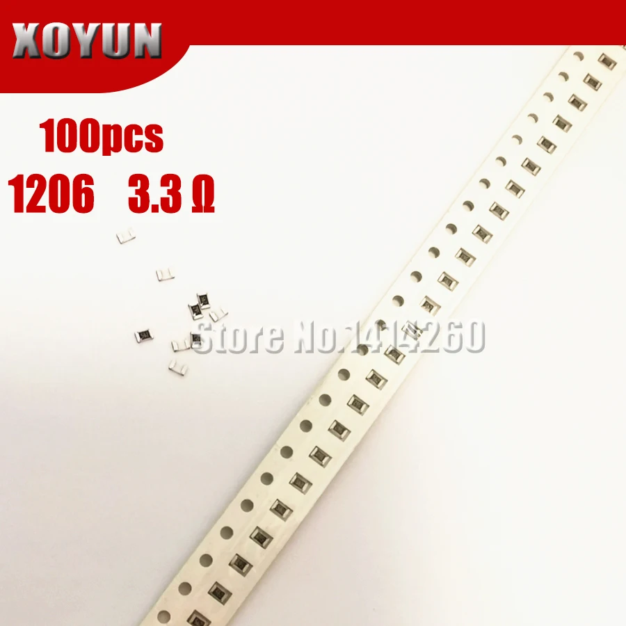 

100PCS 1206 SMD Resistor 1% 3.3 ohm chip resistor 0.25W 1/4W 3.3R 3R3