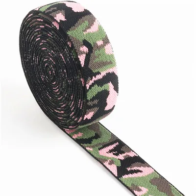 Camouflage pink Решетки резинки 25 мм полоса эластичная лента для головной убор одежда сумки брюки резиновая тесьма DIY Швейные аксессуары - Цвет: Camouflage pink