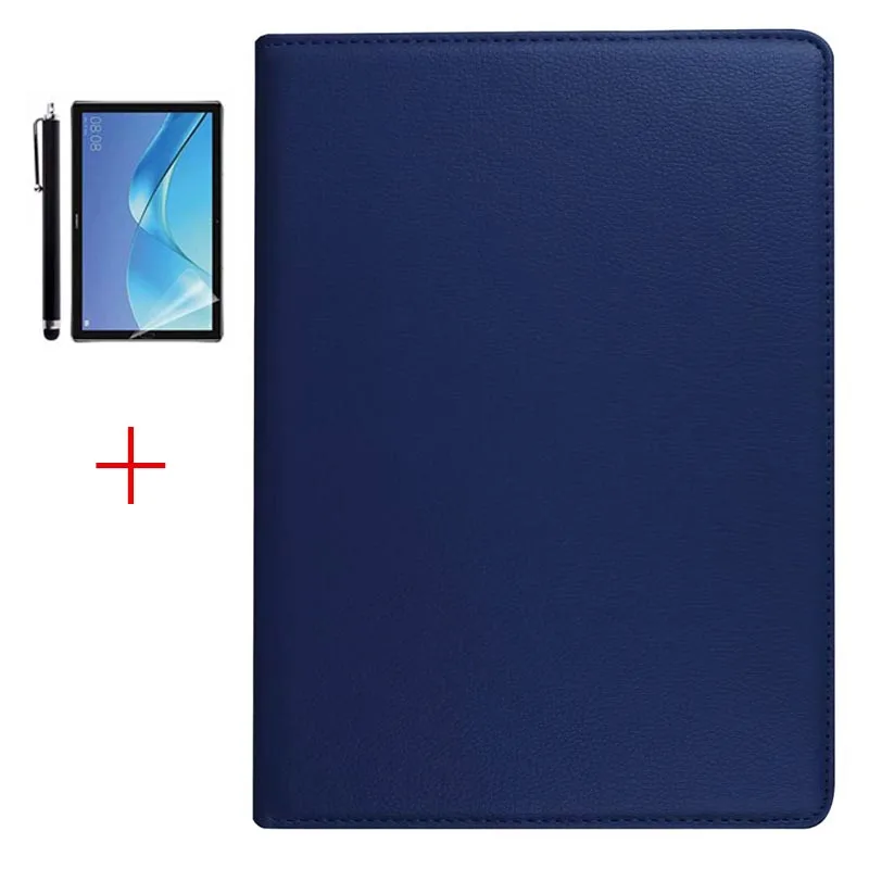 Для huawei MediaPad T5 10 чехол 360 градусов вращающийся PU кожаный чехол для huawei MediaPad T5 10-дюймовый чехол для планшета - Цвет: NavyBlue.3in1
