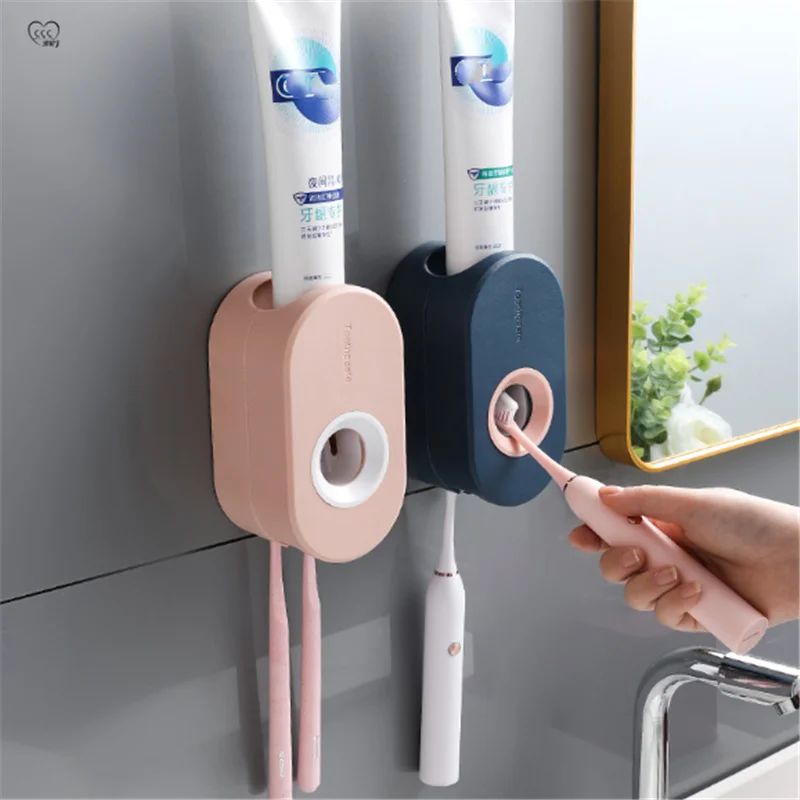 

New Wall-mounted Paste Automatic Toothpaste Squeezer Toothbrush Rack Bathroom Accessories Suction Toothpaste Dispenser Holder