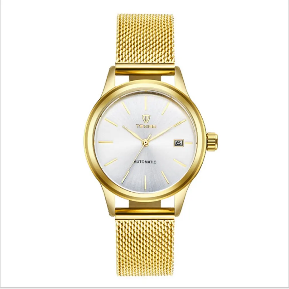TEVISE Multifunctional Mechanics Round Dial Men Wrist Watch Fashionable Male Casual Stainless Steel Net Wristwatches