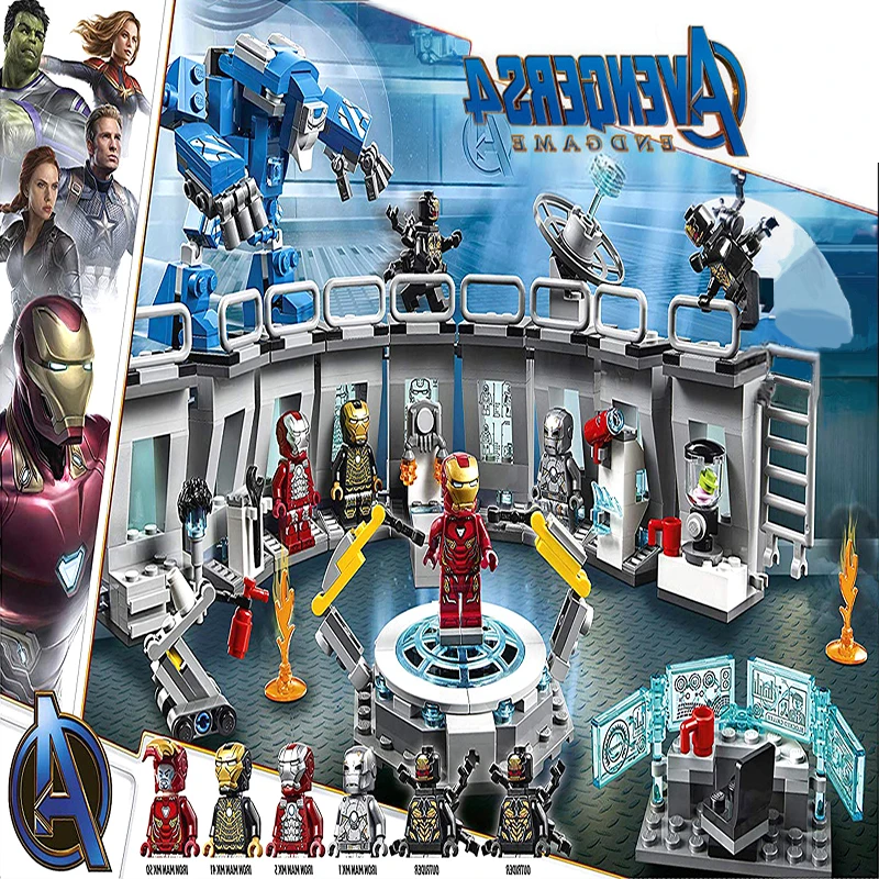

Marvel Avengers Endgame Super Heroes Iron Man Hall of Armour Kids Toys Compatible with Legoinglys Figures Building Blocks Bricks