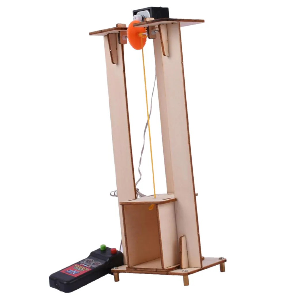 Children Self-Assemble Handmade Electric Lift Machine Scientific Experimental Model Toys for Kids Operation Ability Gift