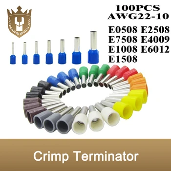 

100pcs/Pack E6012 E7508 E1008 E1508 E2508 Insulated Ferrules Terminal Block Cord End Wire Connector Electrical Crimp Terminator