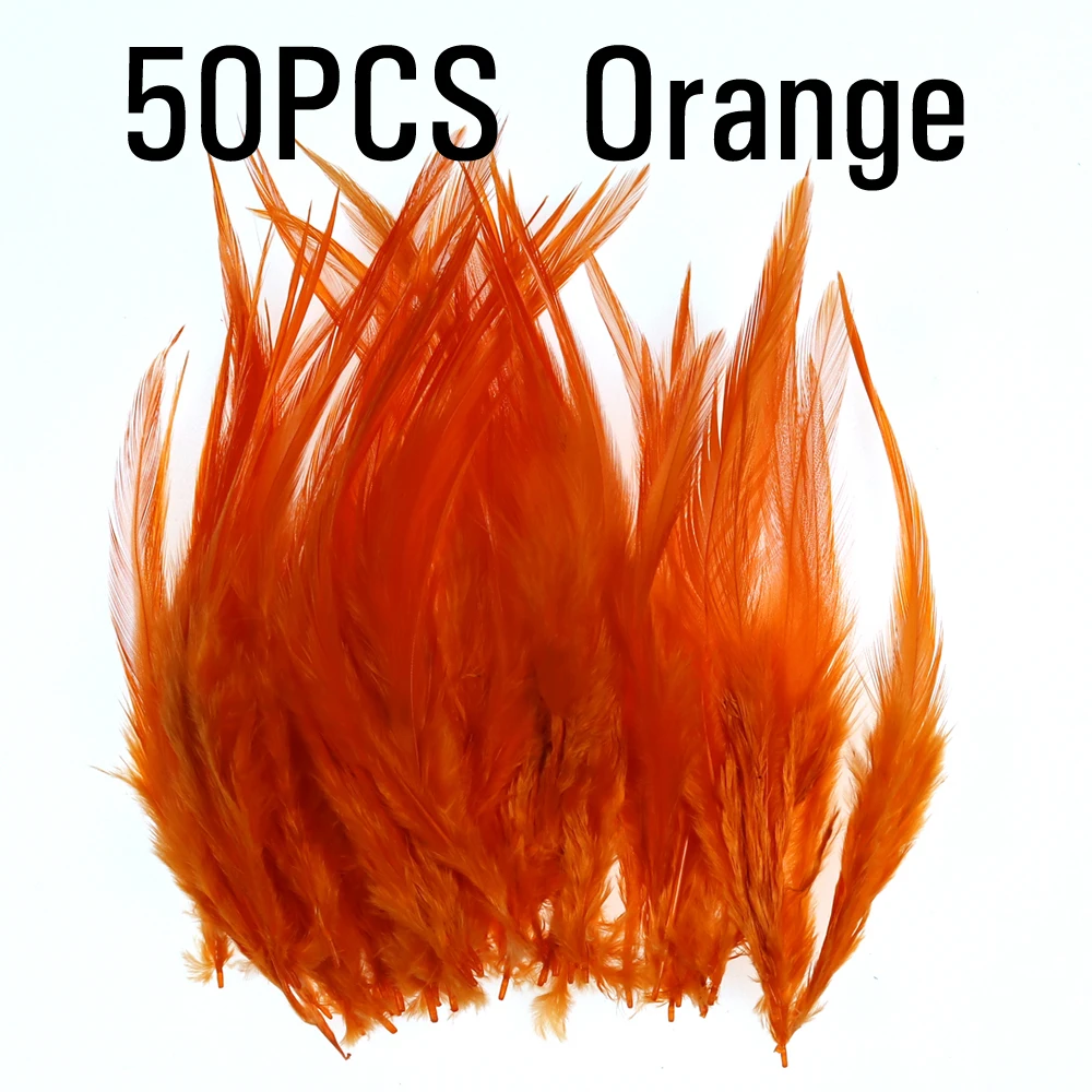 Orange 50pcs ICERIO 50 шт. мухобойка крюк седло для петуха Hackle петух Schlappen перо форель Steelhead мухи связывающие материалы - Цвет: Orange 50pcs