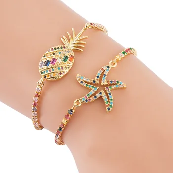 

Creative Bracelet Europe and America Fashion Bracelet Copper with Color Zircon Pulling Cool Product Bracelets Best Friend Bracel