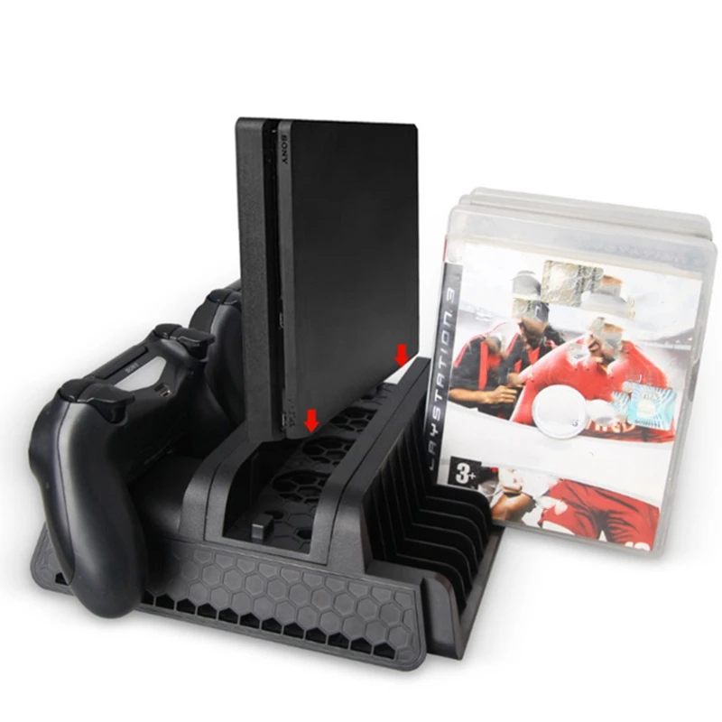 ABGN Горячая-многофункциональная PS4/Slim/PRO вертикальная подставка с охлаждающим вентилятором кулер двойной контроллер зарядное устройство зарядная станция для SONY Pla