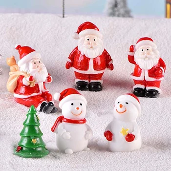 

3/4/9Pcs Christmas Resin Snowman Santa Claus Christmas Tree Fairy Garden Decor Snow Landscape Miniature Ornaments Home DIY