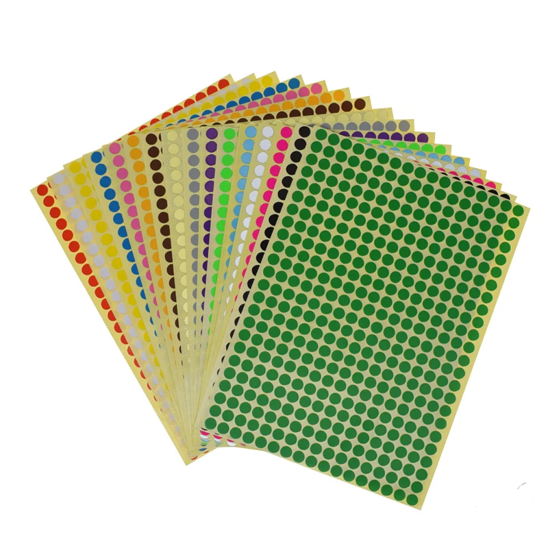 Blank Round Dot Stickers Sheet Self Adhesive Paper Label DIY Tags 6mm 8mm 10mm 13mm 16mm Pink Red Gold Black White Yellow label sticker