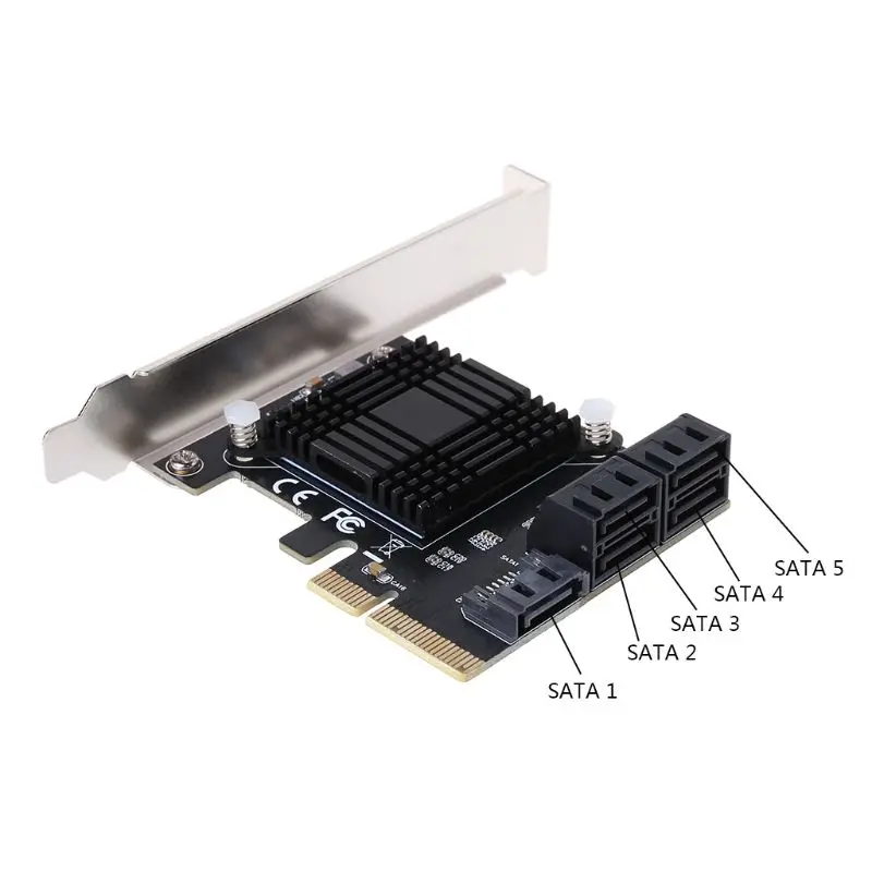5 портов SATA Pci-E X4 Плата расширения контроллера для ПК с низкий кронштейн C26