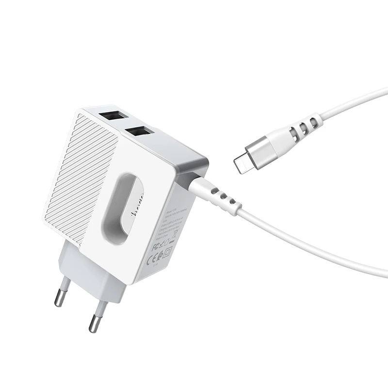 HOCO C75, 13 шт./лот,, 5 В, 2,4 А, USB зарядное устройство для iPhone 11 Xs Max, евро вилка, настенное зарядное устройство, адаптер для samsung, Xiaomi, huawei