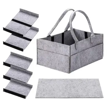 

Multi-slots Baby Diaper Bag Felt Nappy Storage Basket Case Organizer Folding Bag Detachable Kids Maternity Handbag for Clothes