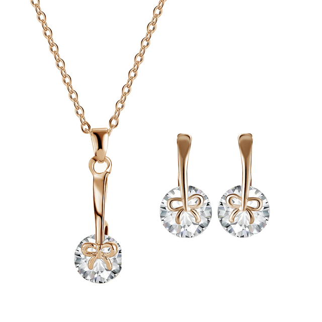 Gold Silve Color Pendants & Necklace Drop Earrings Natural Stone Cubic Zirconia Crystal Wedding Bridal Jewelry Sets