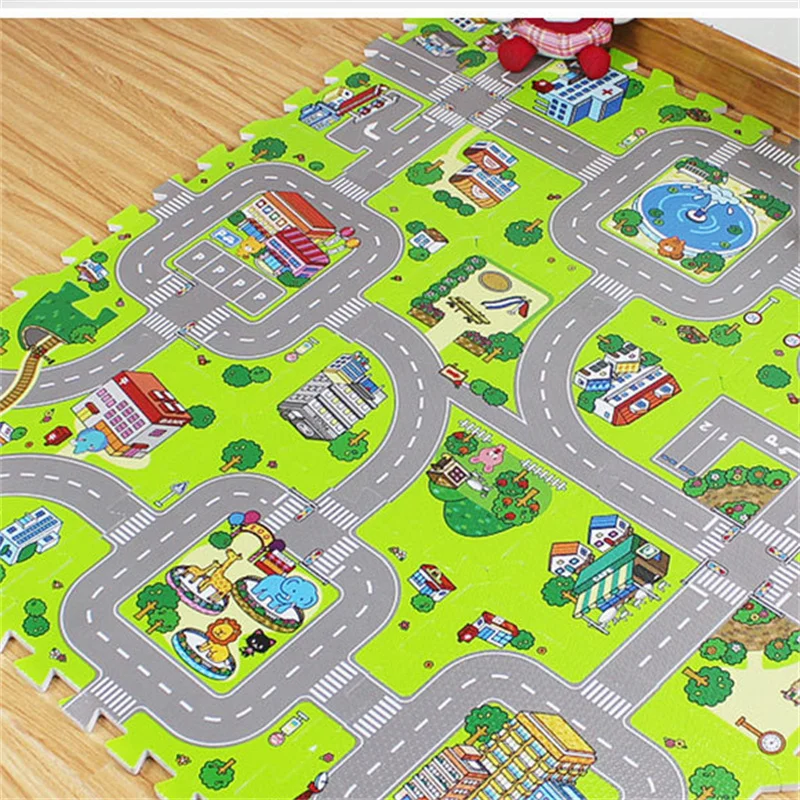 foam play mat 9pcs/Set Kids Carpet Playmat City Life Children's Educational Toys Road Traffic System Baby Play Mat EVA Kids Foam Puzzle Carpet