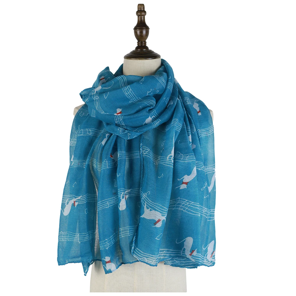 Cats Scarf Shawls Music Note G-Clefs Hijab Womens Viscose Muslim Bandana Feminino Inverno Pareo Beach |