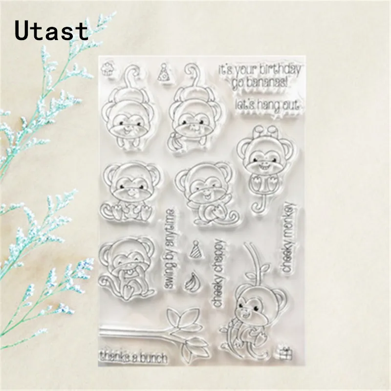 

Monkey Banana Tree Clear Silicone Stamps /Transparent Rubber Stamp for DIY Scrapbooking /Photo Album Decorative Craft Making