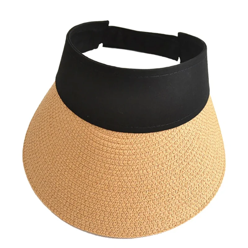 Хаки Sunhat женские модные летние соломенные солнцезащитные козырек Регулируемый Пустой Топ конский хвост отдых путешествия пляжные кепки - Цвет: Хаки