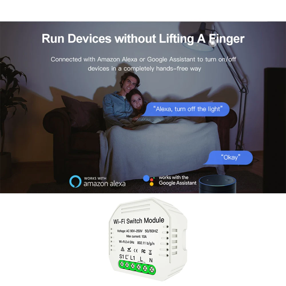 Умный переключатель Wi-Fi модуль 2-полосная светильник переключатель DIY выключатель модуль приложение eWeLink Управление совместим с Alexa Google Home/гнездо IFTTT
