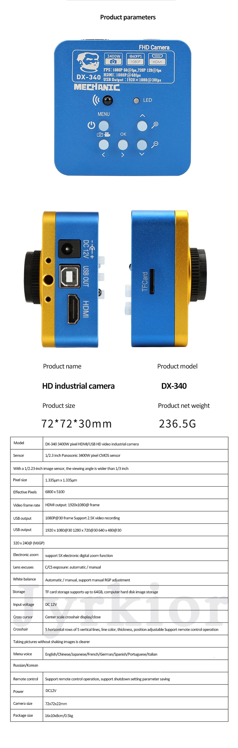 Механическая HDMI камера 4800W Pixel 1080P@ 60FPS CMOS 1/2. 23 многофункциональная промышленная HD камера микроскоп камера