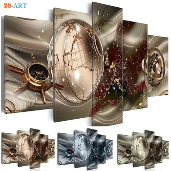 

Globe Compass Prints Canvas Art 5 Pieces Abstract Painting Modern Wall Painting Modular Pictures for Living Room Home Decor