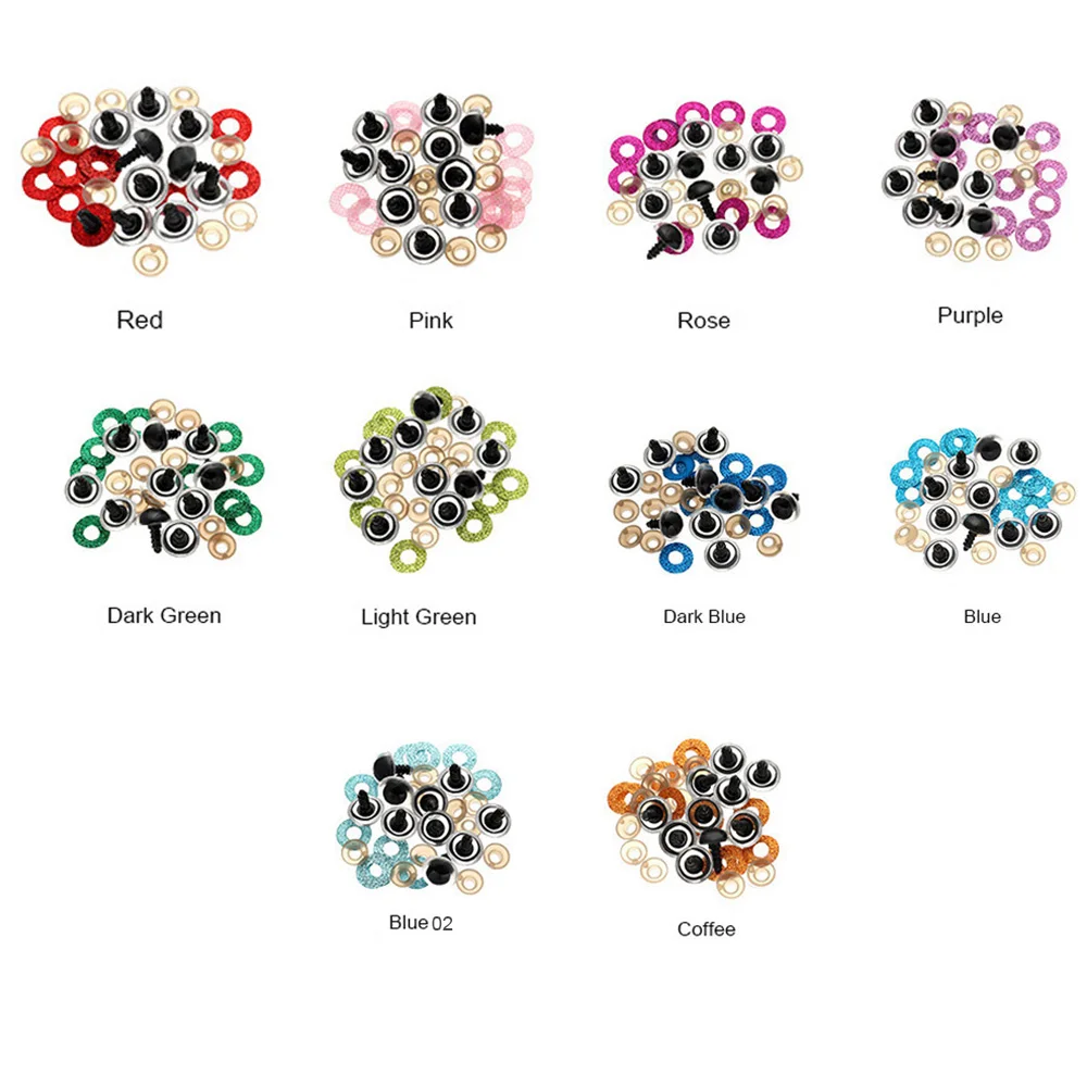 10PCS 16/18/20/24mm Doll Glitter Safety Eyes Findings Stuffed Toys Round Plastic Hard Washer Clear Plush Doll Triangle Eyes plastic safety eyes,safety eyes,doll accessories,doll accessories toys