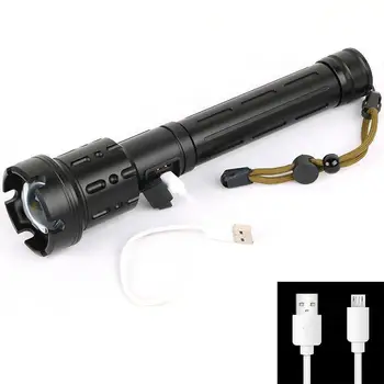 

XHP90 Powerful Led Flashlight USB Rechargeable Zoom Torch with Power Display (Battery not include)