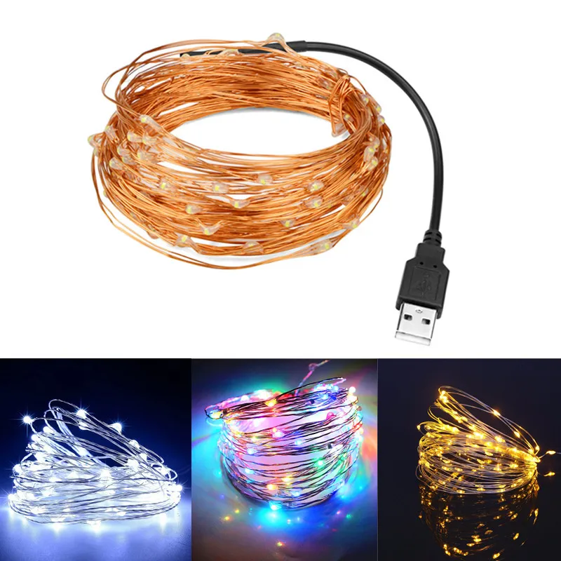 

100 LEDs Outdoor Banquet Starry String USB Lights Fairy Micro LED Transparent Copper Wire for Party Christmas Wedding