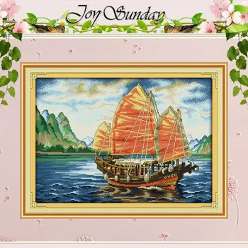

Sailing Boat(4) Patterns Counted Cross Stitch 11 14CT Cross Stitch Set Wholesale scenery Cross-stitch Kits Embroidery Needlework
