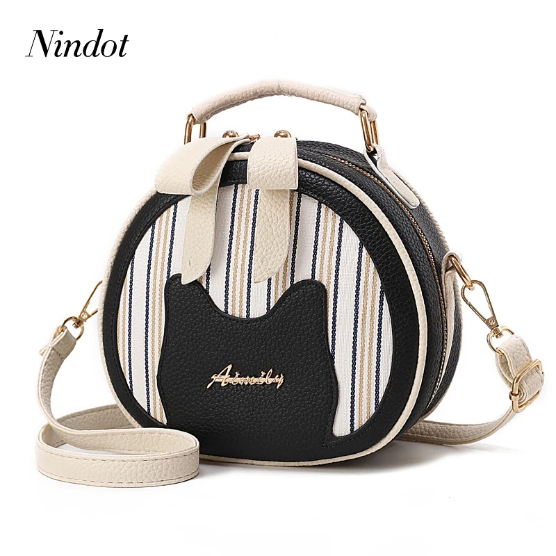 

Nindot luxury design women leather crossbody messenger bag woman small handbag circular cute cartoon lovely girl shoulder bags