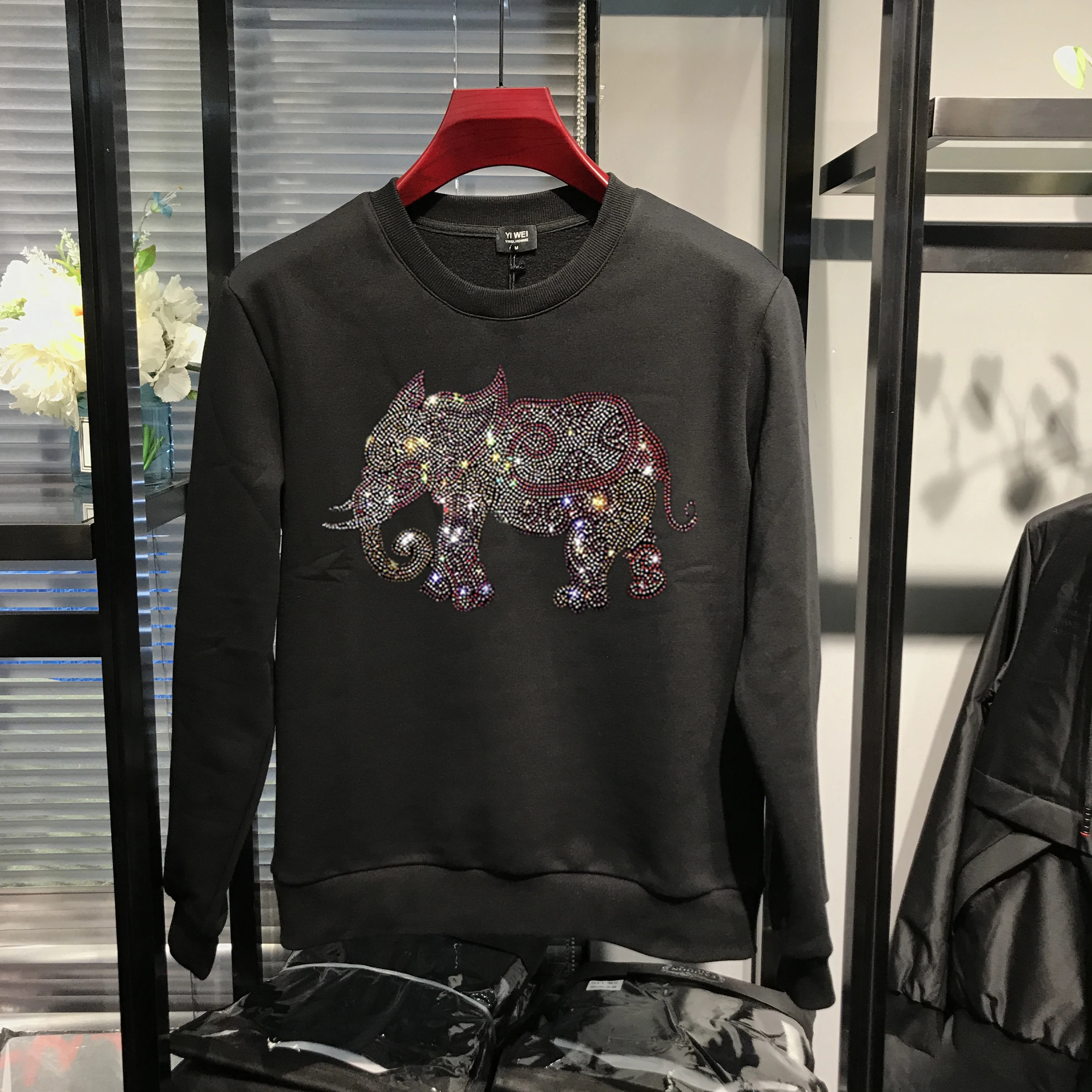 

Popular Winter Men's Hoodie Quality Plus Velvet Hot Diamonds Exquisite Long-Sleeved European Design 2023 Pullover