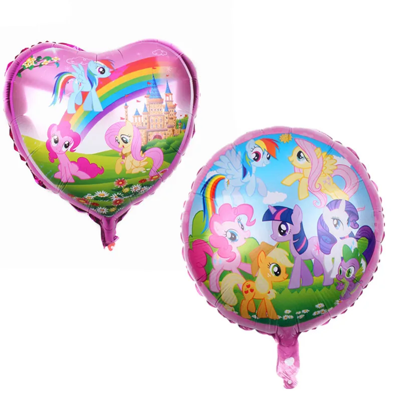 10 шт., новинка, 18 дюймов, воздушные шары my little pony, фольга с гелием, единорог, Балон, пони, украшение для дня рождения, для детей 1, 2, 4, 3 лет