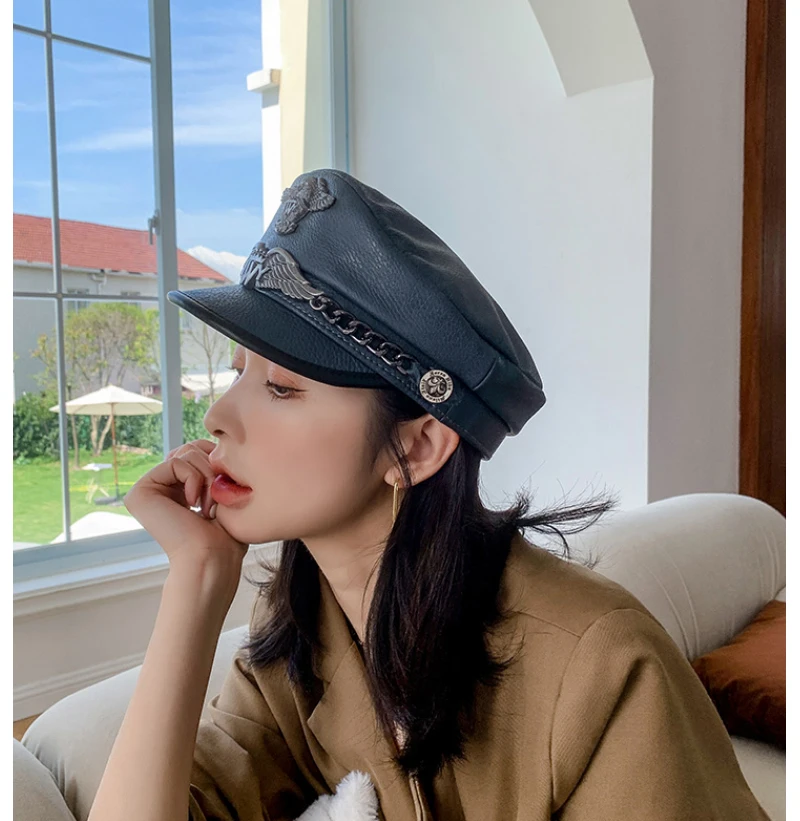 Biker Hats/caps Flat Top Navy Cap 