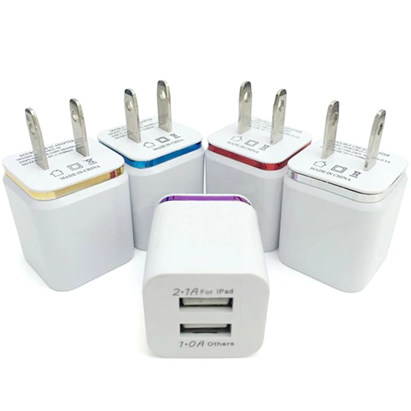 Цветной адаптер питания переменного тока с 2 USB-портами + 1 А 300 шт./лот | Мобильные