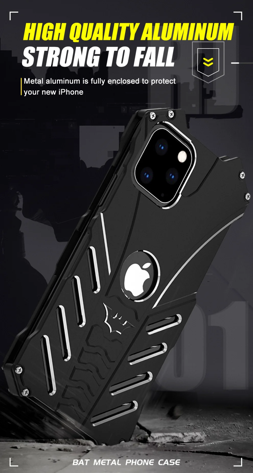 Роскошный Алюминиевый металлический чехол с элементами Бэтмена для Apple iPhone 11/Pro/Max, тонкая Противоударная жесткая задняя крышка для iPhone 11, чехлы, сумка