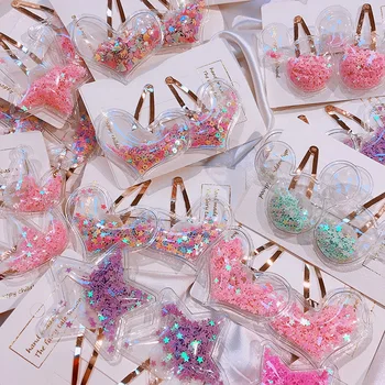 

DHL 100pair Girls Sequin Princess Glitter Bow Hair pin Baby Girls Barrettes Hair Clip Accessories