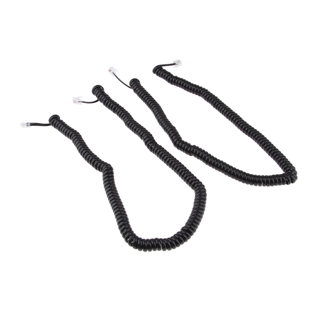2x RJ9 4P4C Telephone Phone Handset Cable Cord Coiled Length 77cm-5meter