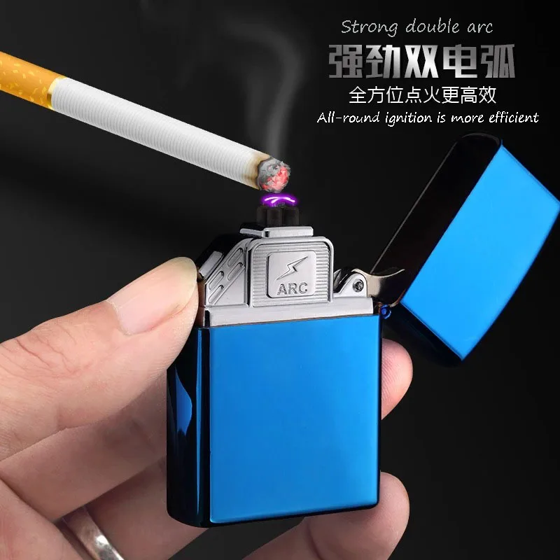 USB зарядка Зажигалка Новая модная цветная двойная дуговая Электронная зажигалка