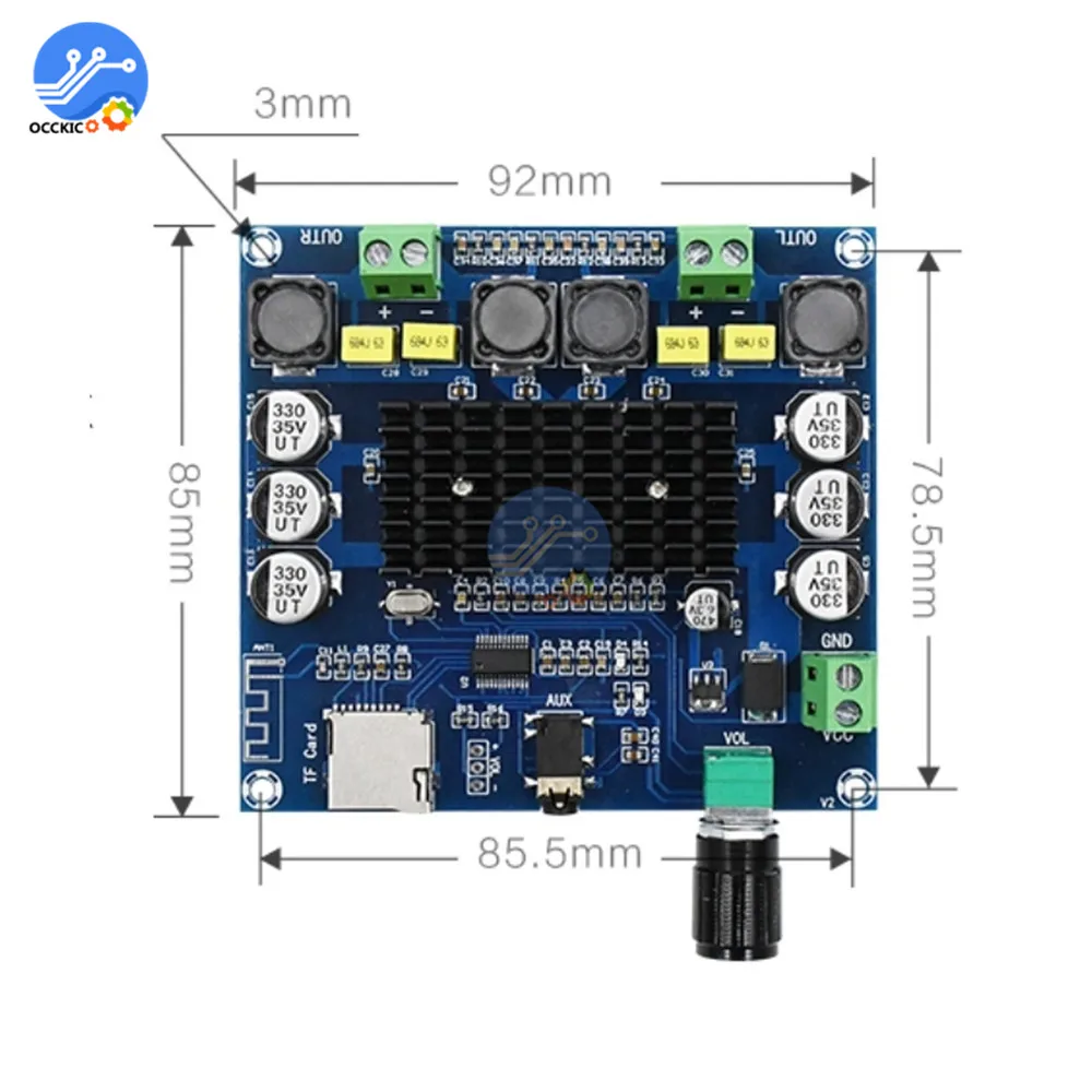 XH-A104 Bluetooth 4,1 цифровой усилитель доска двухканальный TPA3116 2x50 Вт DC12-24V стерео аудио усилитель поддержка TF AUX 2*50 Вт