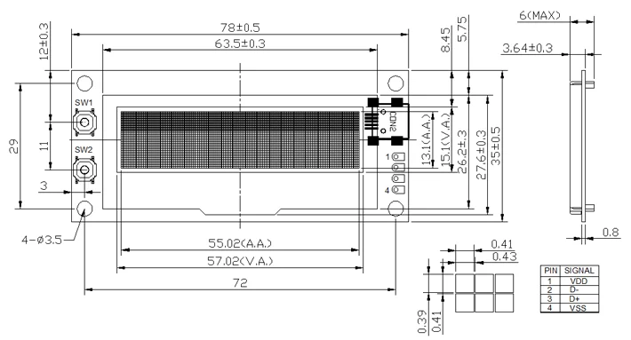 Шасси для HTPC экран 12832 2,23 дюймов OLED LCD2USB 2004 USB интерфейс+ 2 кнопки