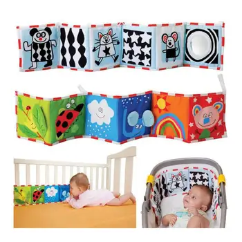 

Baby Cloth Book Bed Bumper Cartoon Pattern Infant Early Learn Educational Fabric Books Soft Washable Bed Hanging Kids Book Toy