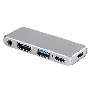 

VODOOL Portable Type-C HUB USB 3.1 to Data USB C HDMI USB 3.0 60W PD 3.5mm Converters for Household Computer Accessories