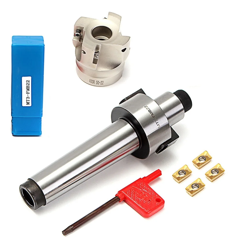 

MT3 Shaft With M12 400R 50mm Face CNC End Mill Cutter 4 APMT1604 Carbide Inserts