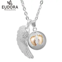 Angel Wing Baby Feet Mexican Bola Ball Pregnancy Pendant Baby Angel Caller Sounds Chime Bell Necklace Women Baby Pretty Gift 1