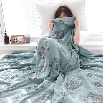 

Muslin Lightweight Summer Blanket for Bed Sofa Couch Cotton 4 Layer Soft Warm Quick Dry Throw Blanket Bed Coverlet Sheet