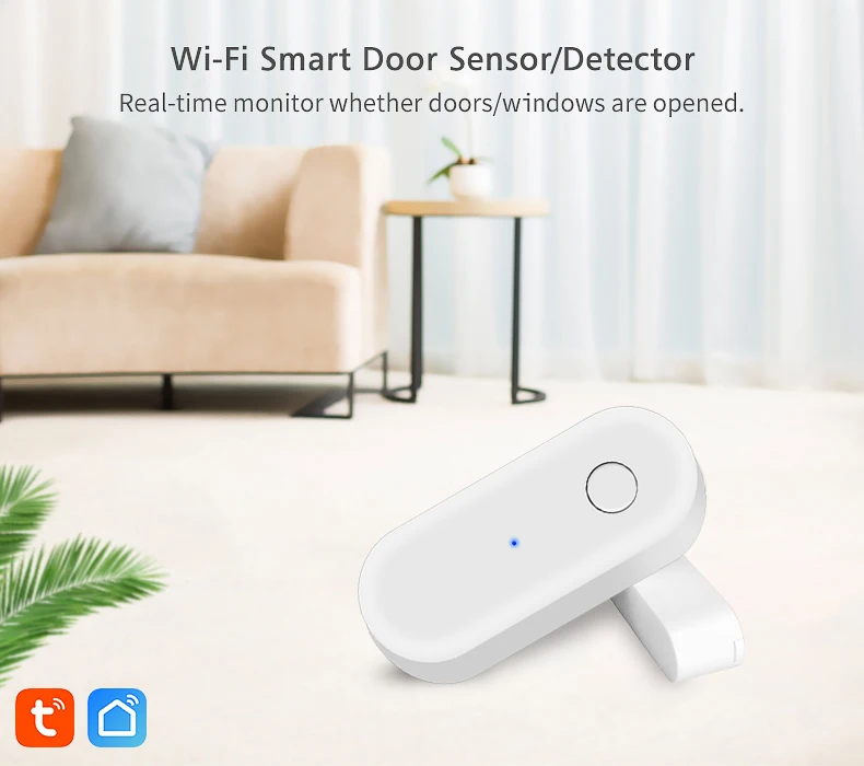 WiFi Door Sensor Tuya Smart Door Open Closed Detectors WiFi App Notification Google Home Alexa Power Saving Battery Work 1 Year turn signal