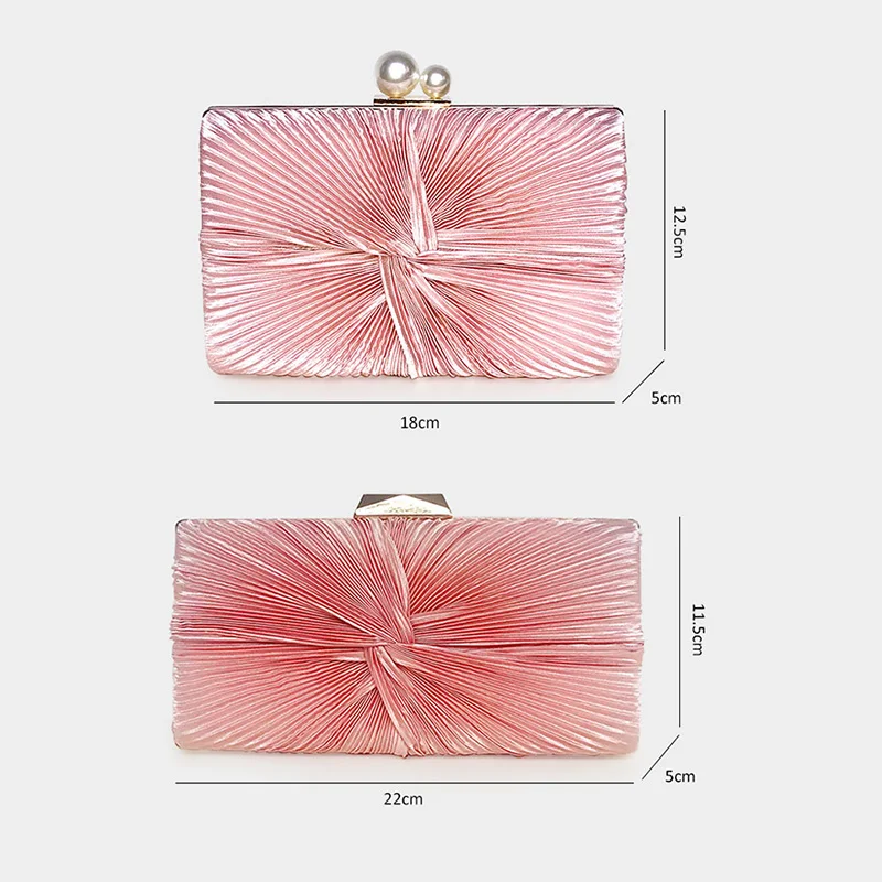 Women Pink Clutch Purse Fashion Fold Evening Bag Elegant Lady Chain Shoulder Bag For Party Banquet ZD1389