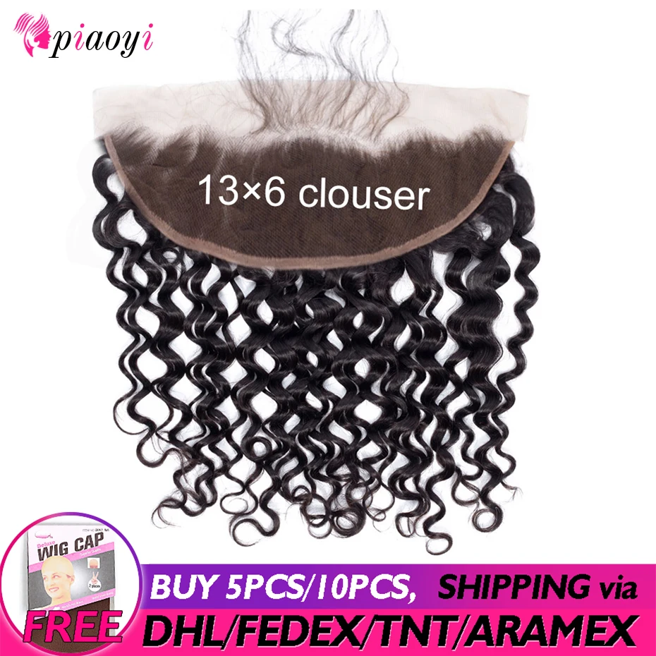 

Pre plucked 13x6 Lace Frontal Water Wave Frontal Brazilian Remy Human Hair Lace Frontal Closure With Baby Hair Free Part Piaoyi