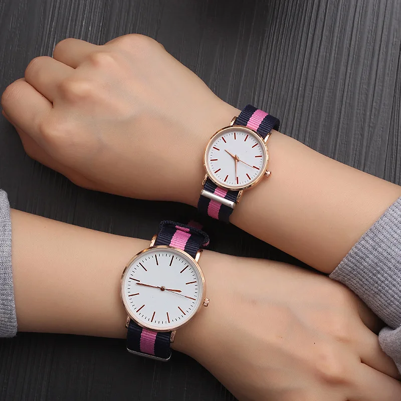 

British Style Trend Korean-style Simple Canvas Nylon Tape Watch Europe And America Retro Ultra-Thin South Korea Students Men And