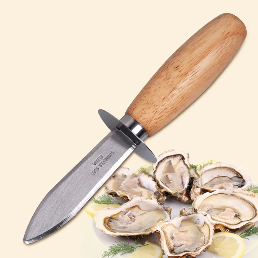 1 шт., нож из нержавеющей стали для устриц, ножи для морепродуктов, шуршащий нож для ракушек с острыми краями, нож для устриц с деревянной ручкой 15,6 см